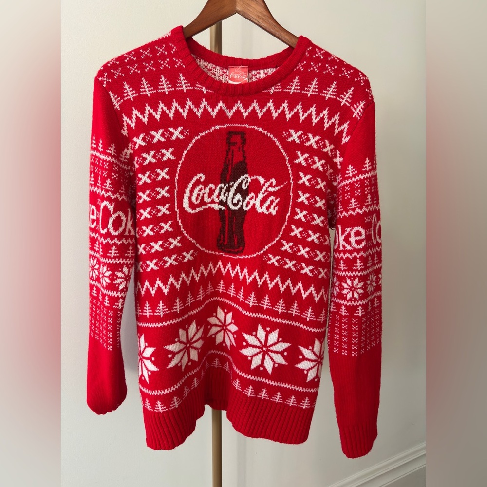 Coca-Cola Christmas Sweater Men’s Medium Unisex Knit Holiday